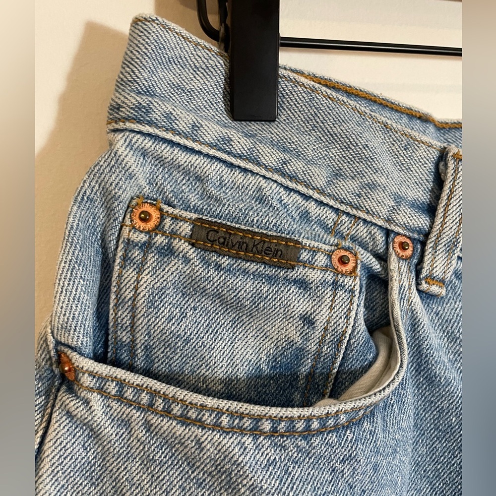 Calvin Klein Vintage 90s Straight Leg Jeans Light Wash High Rise Made USA Sz 12 - Picture 6 of 12